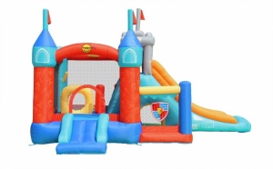 Saltea gonflabila Playcenter 13 in 1 cu doua tobogane, spatiu pentru catarat, loc pentru sarituri, loc de joaca cu bile, cos baschet si obstacole - Img 5