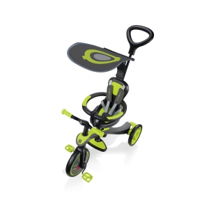 Tricicleta Globber EXPLORER 4 in 1, functie free wheel, scaun ajustabil, roti EVA, centura siguranta in 5 puncte, culoare verde - Img 6