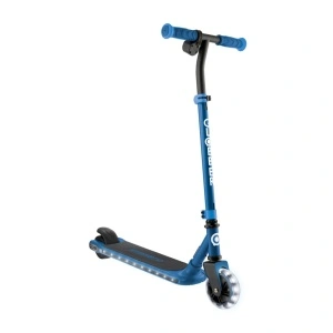 Trotineta Globber E-MOTION 6, ghidon reglabil pe 2 nivele inaltime, roti cu LED, motor 80W, autonomie 8-10 km, culoare albastra