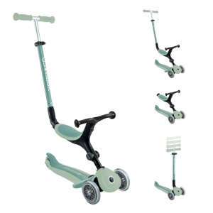 Trotineta Globber GO UP ACTIVE ECOLOGIC 3 in 1, ghidon si scaun ajustabile, rulmenti ABEC 9, culoare verde fistic
