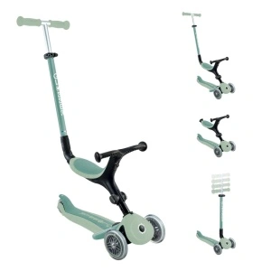 Trotineta Globber GO UP ACTIVE ECOLOGIC 3 in 1, ghidon si scaun ajustabile, rulmenti ABEC 9, culoare verde fistic