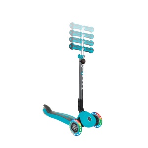 Trotineta Globber GO UP DELUXE 3 in 1, ghidon si scaun ajustabile pe inaltime, roti cu lumini, culoare turqoise - Img 5