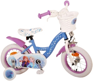 Bicicleta E&L Disney Frozen 12 inch CB, frana de mana pe roata fata, scaun si ghidon reglabil, spite metalice, roti gonflabile, stopuri reflectorizante