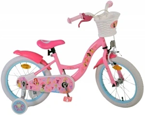 Bicicleta E&L Disney Princess 16 inch, frana de mana pe roata din fata, scaun si ghidon reglabil, spite metalice, roti gonflabile, stopuri reflectorizante