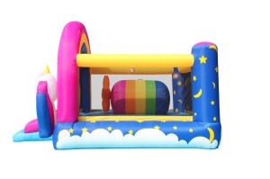 Saltea gonflabila Fantasy Unicorn cu tobogan, loc pentru sarituri si 6 paduri cu lumini si sunete - Img 7