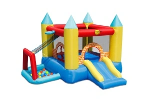 Saltea gonflabila Play Center 4 in 1 cu tobogan, loc de joaca cu bile si cos de baschet - Img 2