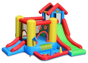 Saltea gonflabila Play Center 7 in 1 cu doua tobogane, spatiu de catarat, loc pentru sarituri si loc de joaca cu bile - Img 2