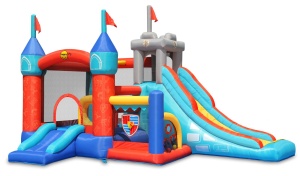 Saltea gonflabila Playcenter 13 in 1 cu doua tobogane, spatiu pentru catarat, loc pentru sarituri, loc de joaca cu bile, cos baschet si obstacole - Img 6