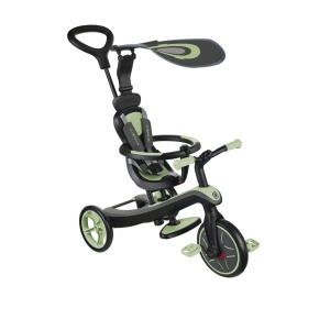 Tricicleta Globber EXPLORER 4 in 1, functie free wheel, scaun ajustabil, roti EVA, centura siguranta in 5 puncte, culoare verde pal
