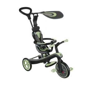 Tricicleta Globber EXPLORER 4 in 1, functie free wheel, scaun ajustabil, roti EVA, centura siguranta in 5 puncte, culoare verde pal