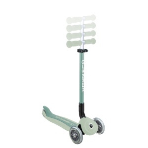Trotineta Globber GO UP ACTIVE ECOLOGIC 3 in 1, ghidon si scaun ajustabile, rulmenti ABEC 9, culoare verde fistic - Img 2