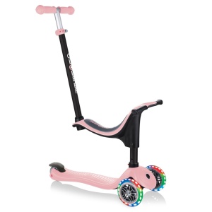 Trotineta Globber GO UP SPORTY 3 in 1, ghidon ajustabil, roti cu lumini, culoare roz pastel - Img 2
