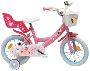 Bicicleta Denver Disney Princess 14 inch, frana de mana pe ambele roti, clopotel, roti ajutatoare detasabile, suport pentru papusi, cosulet transport pe ghidon - Img 2