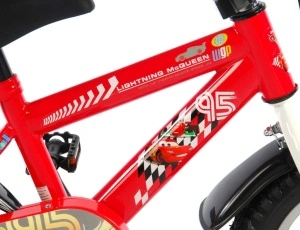 Bicicleta E&L Disney Cars 12 inch, frana de mana pe roata din fata, sticla de apa, scaun si ghidon reglabil, roti ajutatoare  - Img 5