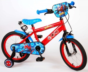 Bicicleta E&L Spiderman RB 16 inch, frana de mana pe roata fata, scaun si ghidon reglabil, sticla de apa, roti gonflabile, stopuri reflectorizante