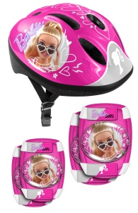 Combo set Barbie, casca reglabila, genunchiere si cotiere, 3-6 ani, Stamp