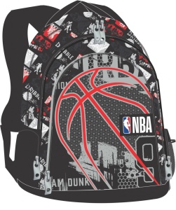 Ghiozdan scoala NBA, cu trei compartimente, buzunare laterale pentru sticla apa si bretele ergonomice