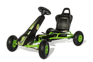 Kart AR8G Air Racer, verde, scaun ajustabil, functie "free-wheel", roti pneumatice cu rulmenti, frana de mana, volan cu sunete, 111 X 72 X h66 cm