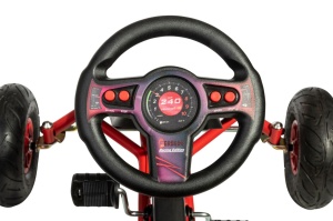 Kart AR8R Air Racer, rosu, scaun ajustabil, functie "free-wheel", roti pneumatice cu rulmenti, frana de mana, volan cu sunete, 111 X 72 X h66 cm - Img 6