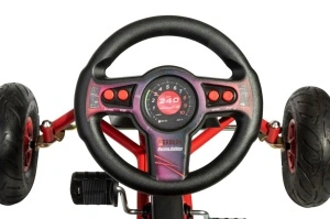 Kart AR8R Air Racer, rosu, scaun ajustabil, functie "free-wheel", roti pneumatice cu rulmenti, frana de mana, volan cu sunete, 111 X 72 X h66 cm - Img 6