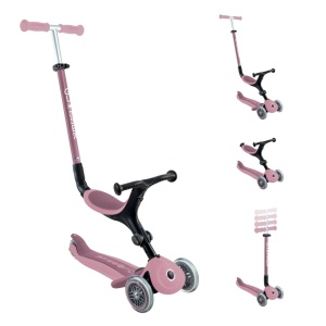 Trotineta Globber GO UP ACTIVE ECOLOGIC 3 in 1, ghidon si scaun ajustabile, rulmenti ABEC 9, culoare roz pal