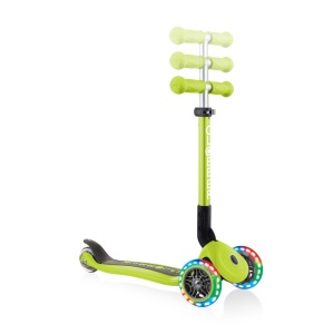 Trotineta Globber JUNIOR PLIABILA CU LUMINI, ghidon ajustabil 3 nivele, greutate maxima 50 kg, rulmenti ABEC 5, culoare verde