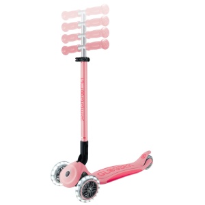 Trotineta Globber PRIMO PLUS, pliabila, roti LED, ghidon ajustabil pe 4 nivele de intaltime, culoare roz pastel