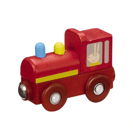 Locomotiva din lemn Peppa Pig cu magnet