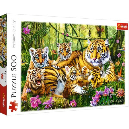 Puzzle Trefl, Familie de tigri, 500 piese