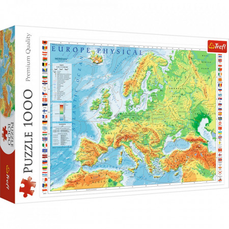 Puzzle Trefl, Harta fizica a Europei, 1.000 piese