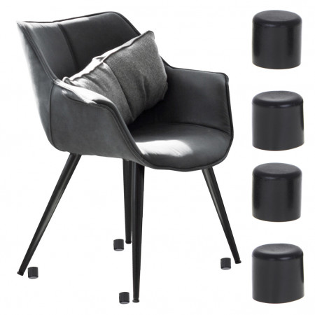Set 4 buc. protectii anti-zgarieturi picioare scaun, diametru 22mm, culoare neagra