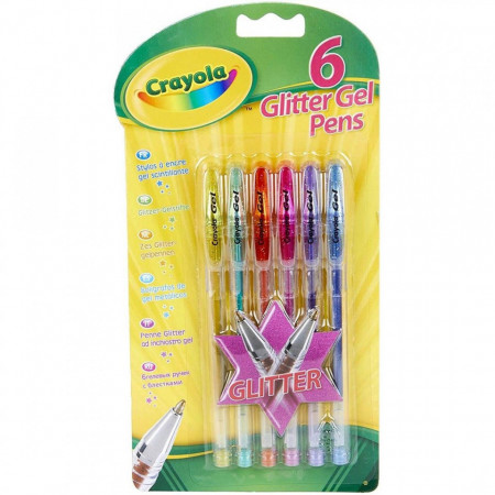 Set 6 pixuri Crayola cu Gel si Glitter,multicolor