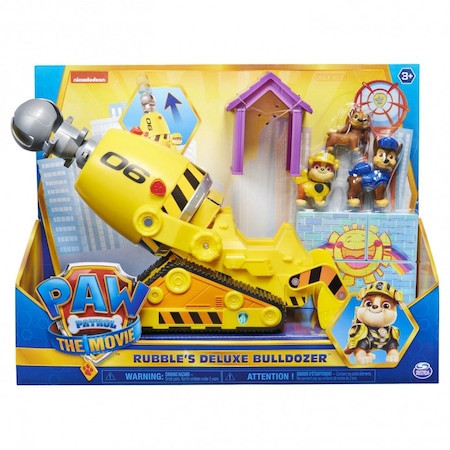 Set de joaca Paw Patrol Rubble's Deluxe Buldozer, cu 3 figurine