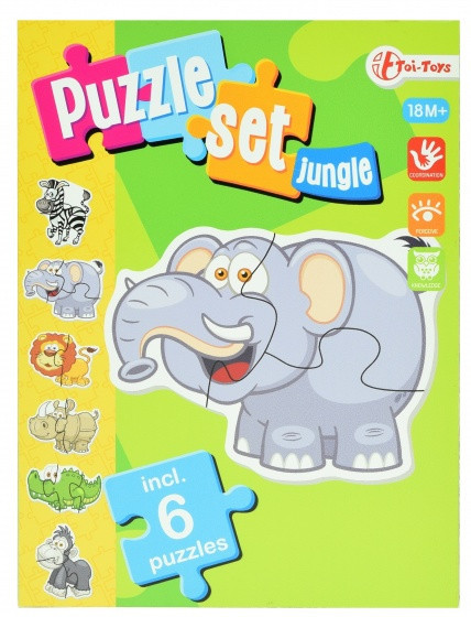 Puzzle Toi Toys 6 in 1,Animale Salbatice,15 piese