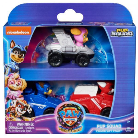 Set 3 vehicule cu figurine, Paw Patrol - Chase, Marshall si Skye