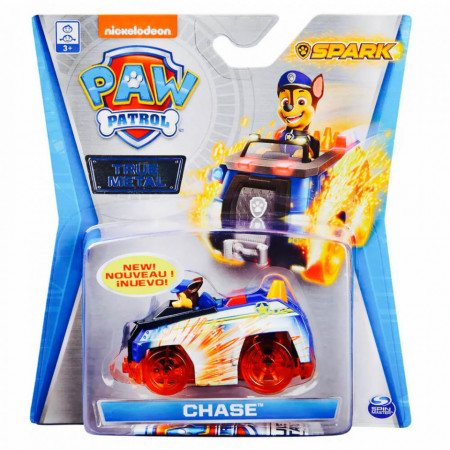 Set figurina cu vehicul Paw Patrol True Metal - Spark Chase,7cm