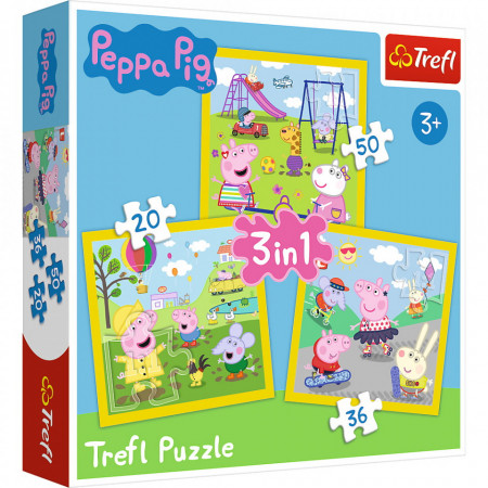 Puzzle Trefl 3in1 Peppa Pig - O Zi Aniversara