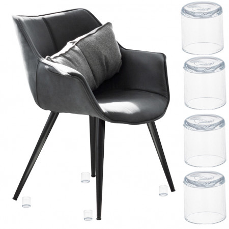Set 4 buc. protectii anti-zgarieturi picioare scaun, diametru 19mm, culoare transparent