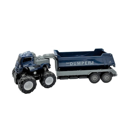 Masina metal 4x4 cu remorca basculabila,26cm,Albastra