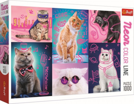Puzzle Trefl, Super pisici neon, 1000 piese