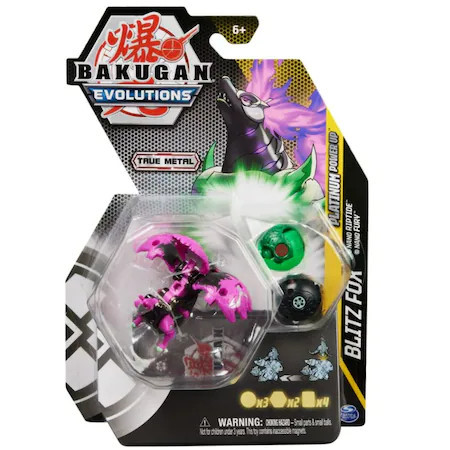 Set 3 Figurine Bakugan Evolutions Platinum Powerup Blitz Fox, Riptide si Fury
