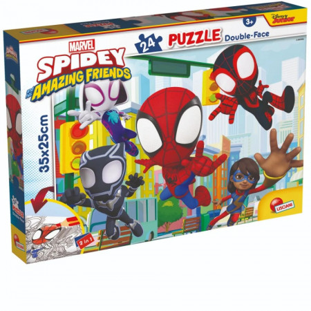 Puzzle 2 in 1 Lisciani Marvel Spidey si prietenii lui uimitori, 24 piese
