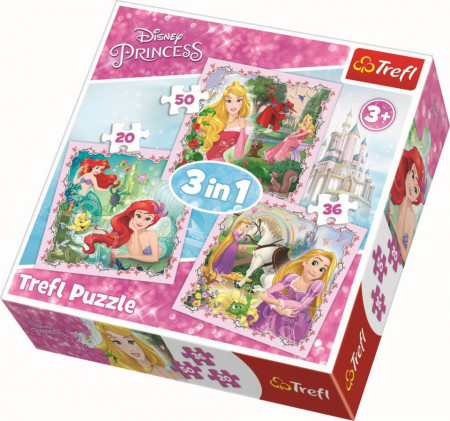 Puzzle Trefl 3 in 1, Disney Princess, 20/36/50 piese