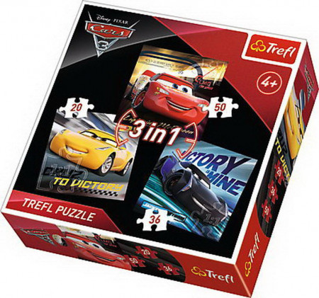 Puzzle Trefl 3 in 1, Legende Cars3