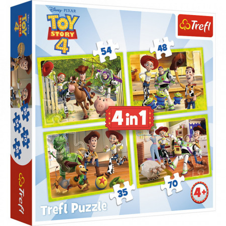 Puzzle Trefl 4 in 1, Toy Story 4, Eroii in actiune