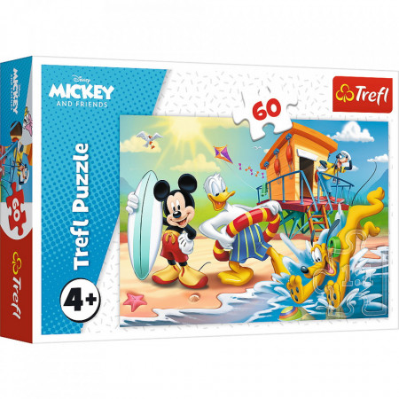 Puzzle Trefl 60piese - Distractie pe Plaja cu Mickey Mouse