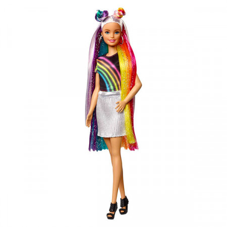 Papusa Barbie cu Par Curcubeu