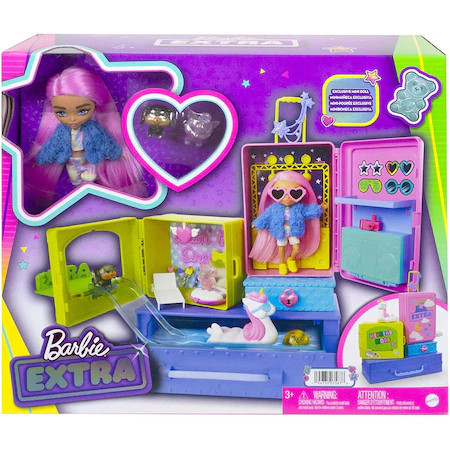 Set de joaca Papusa Barbie Extra mini Livin' in dream, 16 piese