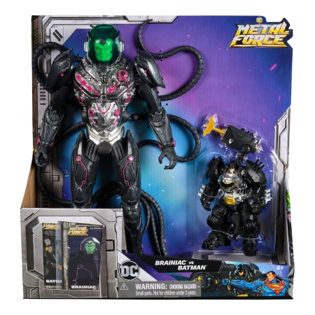 Set Figurine de Acțiune Brainiac vs Batman – DC Metal Force, Supereroi 30 cm Articulați