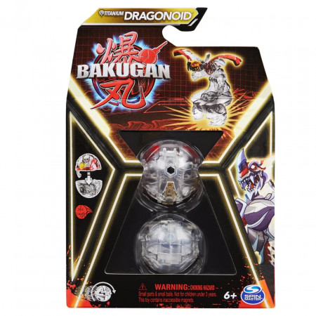 Figurina Bakugan Battle League, Titanium Dragonoid Alb, 4cm
